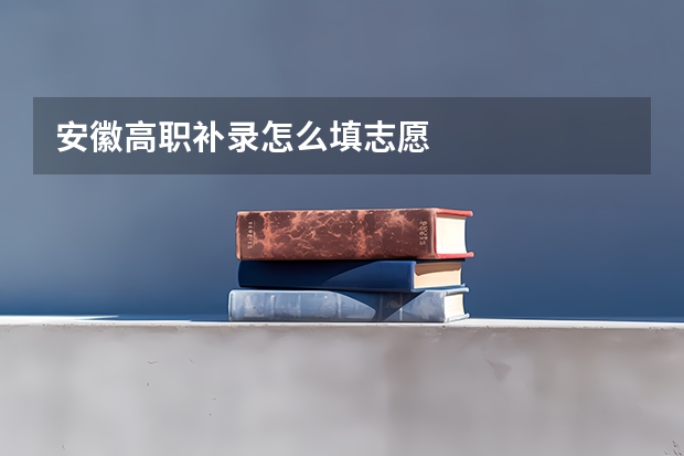 安徽高职补录怎么填志愿